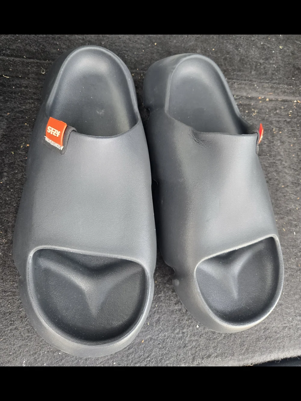 Men's Black Slide Sandals with Orange Tab